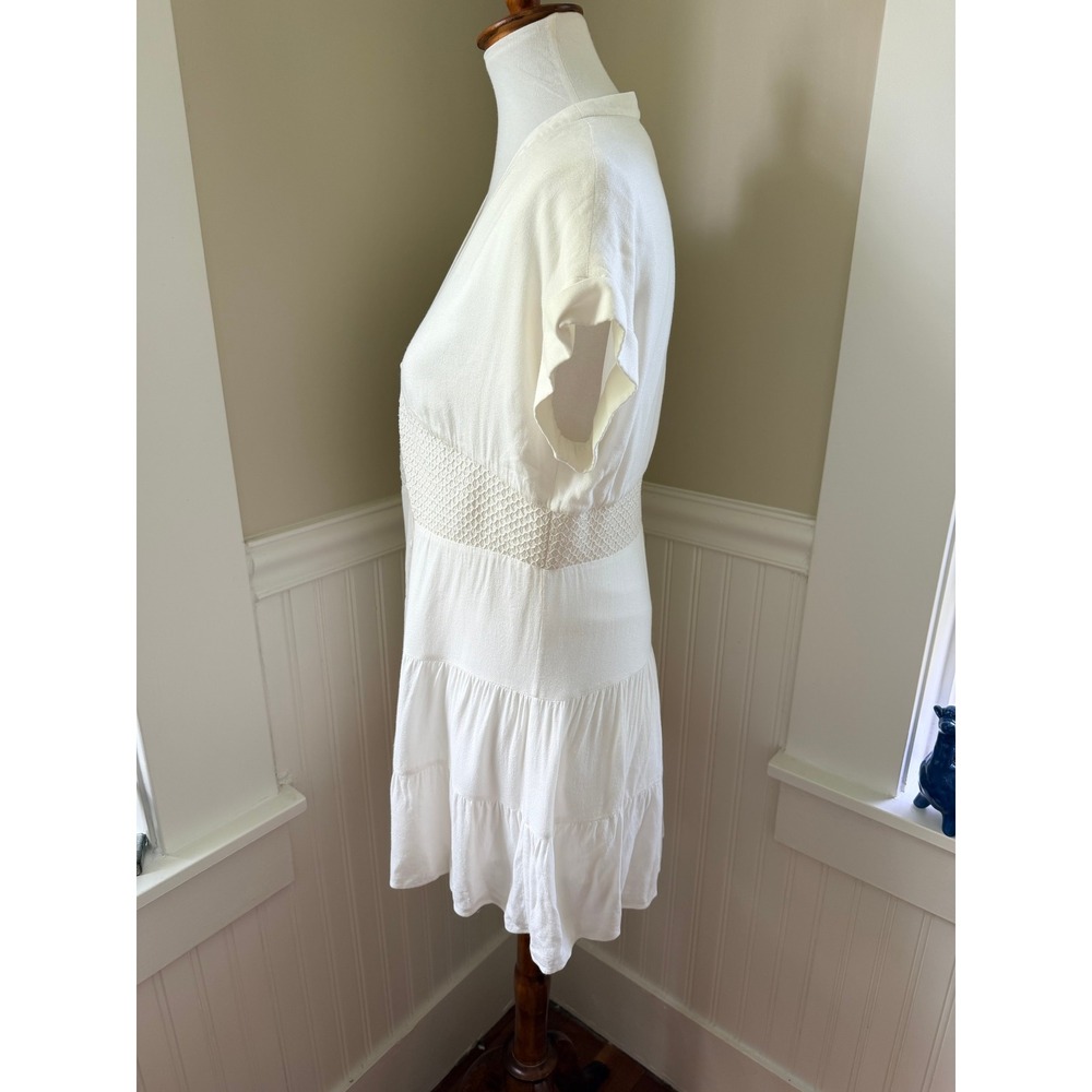 Alice + Olivia White Crochet Waist Tiered Mini Dress Size 0 - Picture 12 of 13